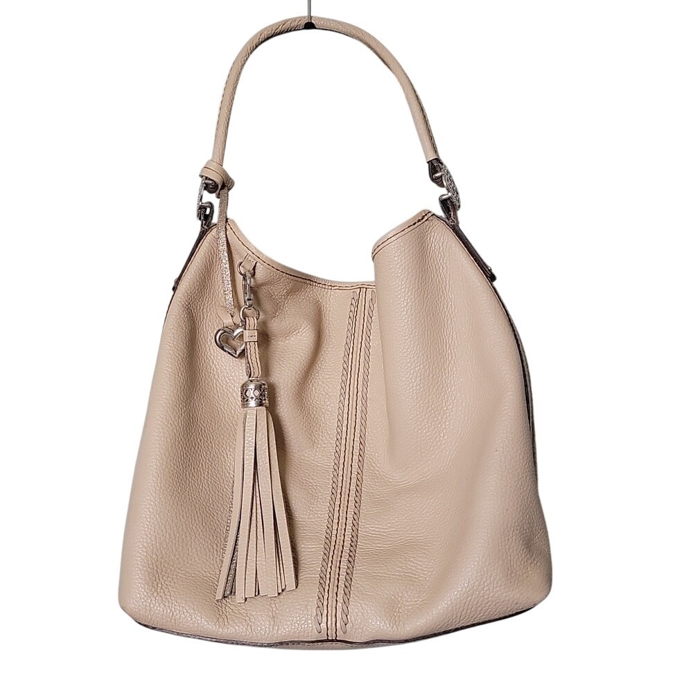 Brighton Large Roomy Classy Cream Leather Octavia Hobo Purse Bag